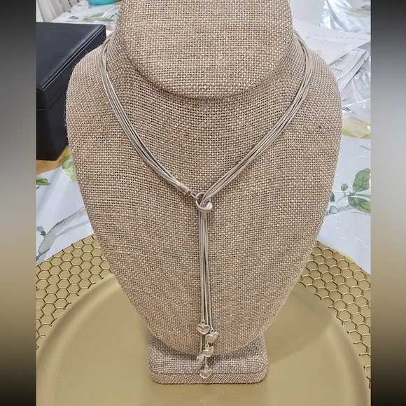 Liquid Sterling Silver Hearts Drop Necklace - Picture 1 of 6